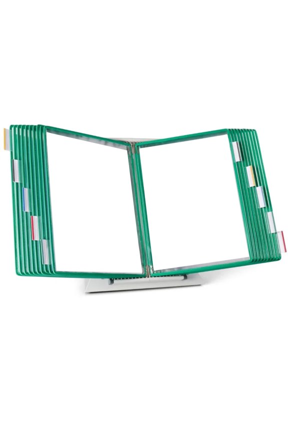 Desktop Display System, Durable Steel Wire Frames, Letter-Size, 20 Pockets, Green
