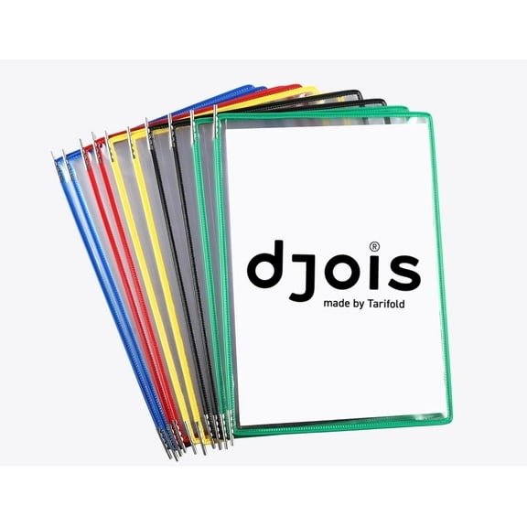 Tarifold DJOIS Pivoting Pockets for Wall or Desk Systems - Durable Anti-Glare Material - Letter-Size - 10 Pockets - 20 Sheet Capacity - Wire-Reinforced - Made in France - Assorted Colors