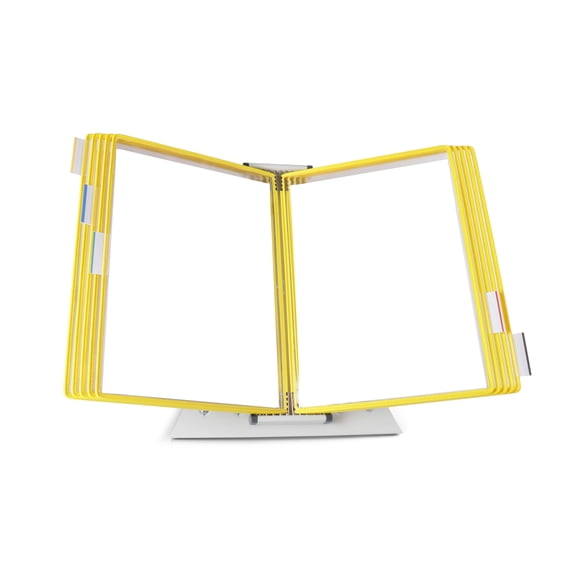 Djois® Desktop Display System, Durable Steel Wire Frames, Letter-Size, 10 Pockets, Yellow