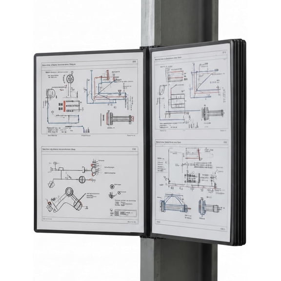 Tarifold Wall Document Display System, Easy-Load Corner Closure Design, 10 Polypropylene Pockets, Letter-Size, Black