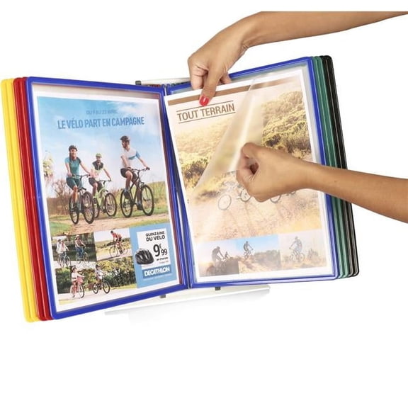 Tarifold Easy-Load Desk Display Unit with 10 Display Pockets, Assorted Color