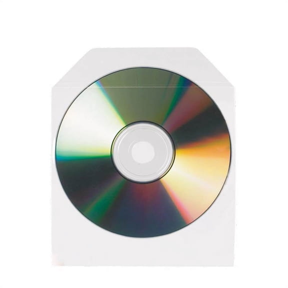 Djois CD Sleeves with Closing Flap, Top-Opening, Non-Adhesive, Clear Polypropylene Disc Pockets, Case of 1000