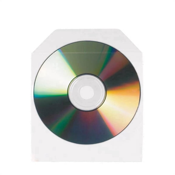 Djois by Tarifold CD Sleeves with Closing Flap, Top-Opening, Non-Adhesive, Clear Polypropylene Disc Pockets, Case of 1000