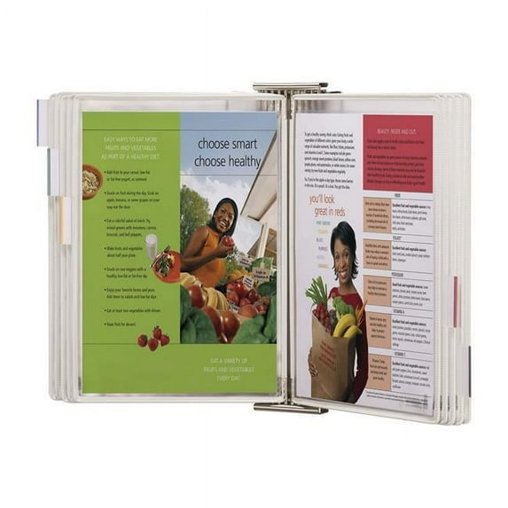 Tarifold Stainless Steel Wall Reference System with 10 Sterifold protective Display Pockets, White - 20 Sheet Capacity