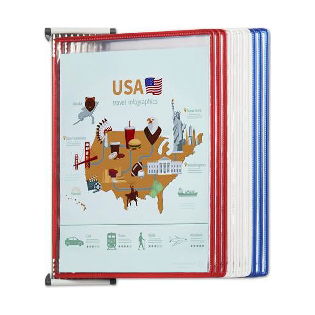 Ergonomic Wall-Mounted Reference System with 10 Color-Coded Pockets