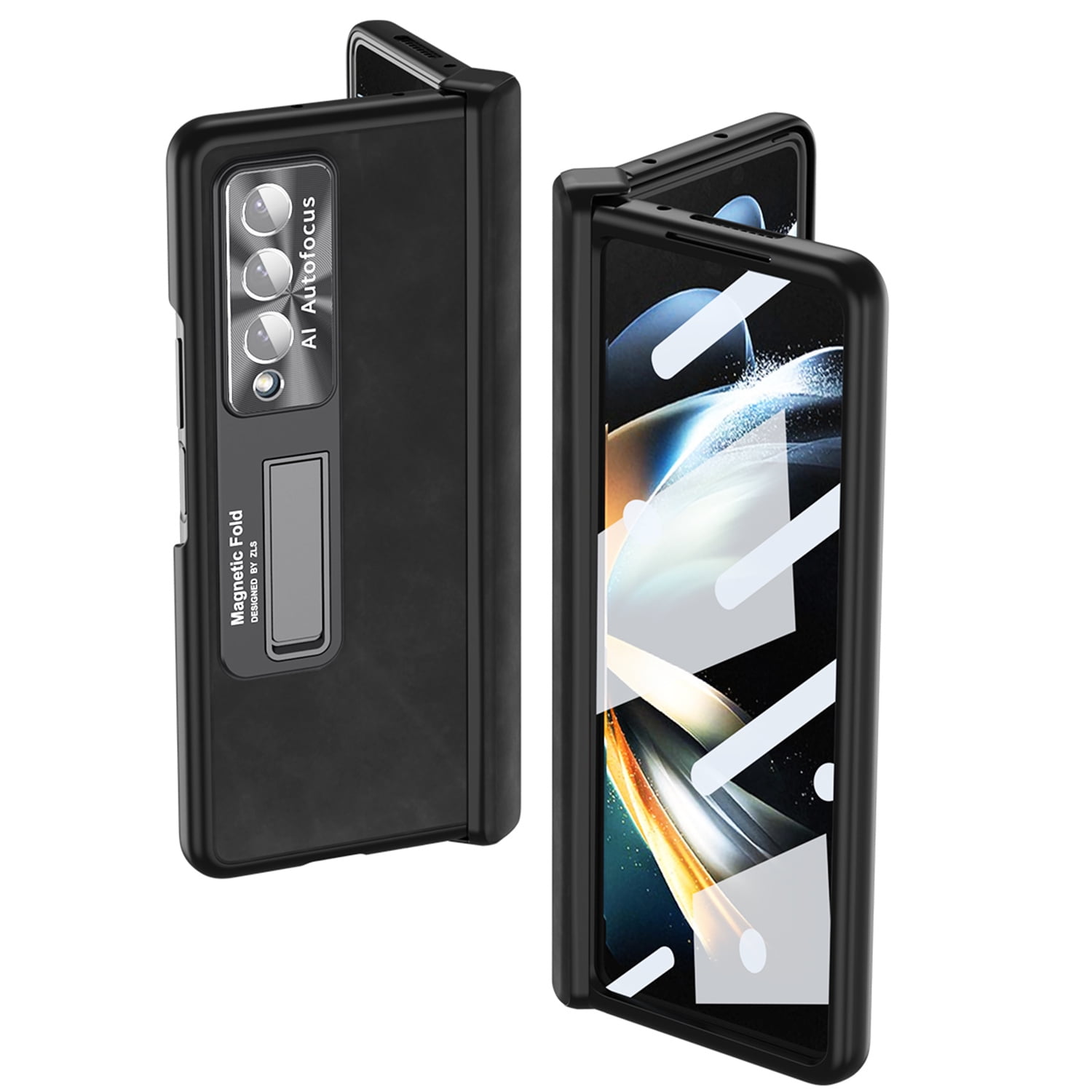 Tarise All-inclusive Cover Case for Samsung Galaxy Z Fold 4 5G 2022, Wireless Charging Camera Lens Protector Screen Protector Magnetic Hinge Protection Drop-Proof Shockproof Kickstand Case, Black