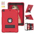thumbnail image 1 of Tarise for Apple iPad 10.2" Case 9th/8th/7th Generation (2021/2020/2019) with Foldable Kickstand Hard Back Shockproof Shell Silicone Heavy Duty Rugged Protective Hybrid Slim Stand Cover, Red + Black, 1 of 7