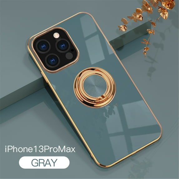 Tarise for Apple iPhone 13 Pro Max Case with Ring Holder, iPhone 13 Pro Max Cover, Kickstand Magnetic Plating Frame TPU Shockproof Anti-Scratch Girls Women Men Case Cover for Apple 13 Pro Max, Gray