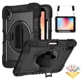 thumbnail image 1 of Tarise Case for Apple iPad 10th Generation 10.9 inch (2022), 360° Rotating Kickstand with Pencil Holder/ Hand Strap/ Shoulder Strap Hard PC Rugged Silicone Shockproof Bumper Swivel Stand Cover, Black, 1 of 8
