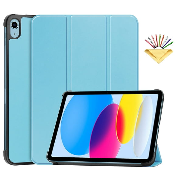 Tarise Case for iPad 10th Generation 10.9 inch (2022) Slim Thin Lightweight Stand Tri-fold Folio Smart Cover with Auto Wake/Sleep PU Leather Hard PC Back Shockproof Case for iPad 10th Gen, Skyblue