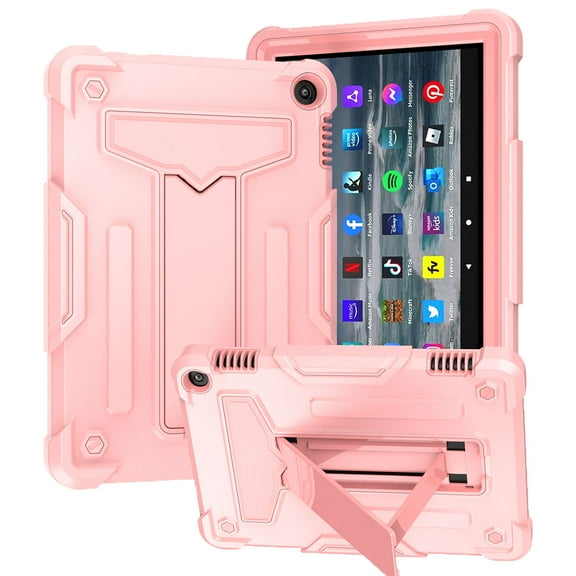 Tarise Fire HD 8 Tablet Case 2022 Release, Fire HD 8 Plus Tablet Cover 2022 Release, Kickstand Shock Absorption Heavy Duty Rugged Case for 8" Kindle Fire HD 8 & 8 Plus 12th Gen, Rosegold