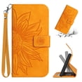 thumbnail image 1 of Tarise Flip Wallet Cover Case for Samsung Galaxy A12 Phone, A12 Samsung Case, PU Leather Embossed Sunflower Shockproof Kickstand Lanyard Strap Slim Case for Samsung Galaxy A12 5G 6.5 inch, Yellow, 1 of 8
