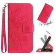 thumbnail image 1 of Tarise Flip Wallet Cover Case for Samsung Galaxy A12 Phone, A12 Samsung Case, PU Leather Embossed Sunflower Shockproof Kickstand Lanyard Strap Slim Case for Samsung Galaxy A12 5G 6.5 inch, Rose, 1 of 8