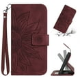 thumbnail image 1 of Tarise Flip Wallet Cover Case for Samsung Galaxy A12 Phone, A12 Samsung Case, PU Leather Embossed Sunflower Shockproof Kickstand Lanyard Strap Slim Case for Samsung Galaxy A12 5G 6.5 inch, Winered, 1 of 8