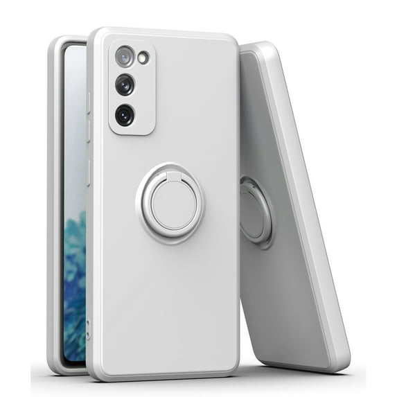 Tarise for Galaxy S20 FE Phone Case, Samsung S20 FE Case with 360 Degree Magnetic Ring Kickstand, Soft TPU Rubber Cushion Shockproof Protective Cover Case for Samsung Galaxy S20 FE 5G 6.5", White