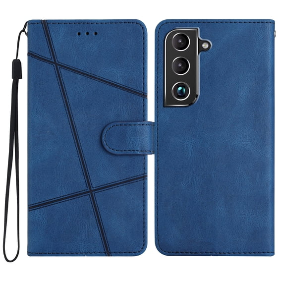 Tarise Galaxy S21 FE 5G Flip Wallet Phone Case, PU Leather Kickstand Wrist Strap Card Holders Shockproof TPU Inner Shell Slim Magnetic Solid Color Case Cover for Samsung Galaxy S21 FE 5G 6.5", Blue