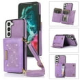 thumbnail image 1 of Tarise Galaxy S21 FE Wallet Case Cover for Women Men, Glitter PU Leather Crossbody/Shoulder Strap RFID Blocking Kickstand Magnetic Clasp Phone Case for Samsung Galaxy S21 FE 5G 6.4 inch 2022, Purple, 1 of 10