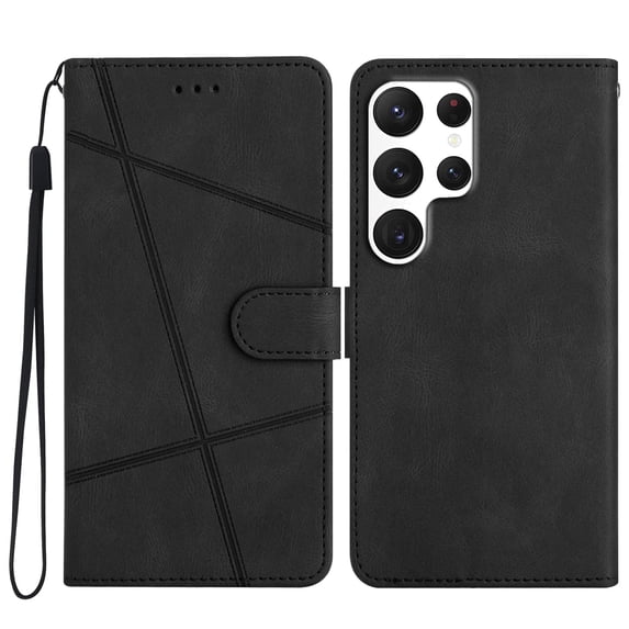 Tarise Galaxy S22 Ultra Flip Wallet Phone Case, PU Leather Kickstand Wrist Strap Card Holders Shockproof TPU Inner Shell Magnetic Solid Color Case Cover for Samsung Galaxy S22 Ultra 5G 6.8", Black