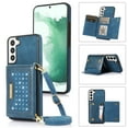thumbnail image 1 of Tarise Galaxy S22 Wallet Case Cover for Women Men, Glitter PU Leather Crossbody/Shoulder Strap RFID Blocking Kickstand Magnetic Clasp Phone Case for Samsung Galaxy S22 5G 6.1 inch 2022, Blue, 1 of 8