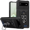 thumbnail image 1 of Tarise for Google Pixel 6a Case with Card Holder Ring Kickstand Slide Camera Cover Pixel 6a 5g Case Heavy Duty Protection Shockproof Rugged Protective for Google Pixel 6a Phone Case Cover 2022, Black, 1 of 7