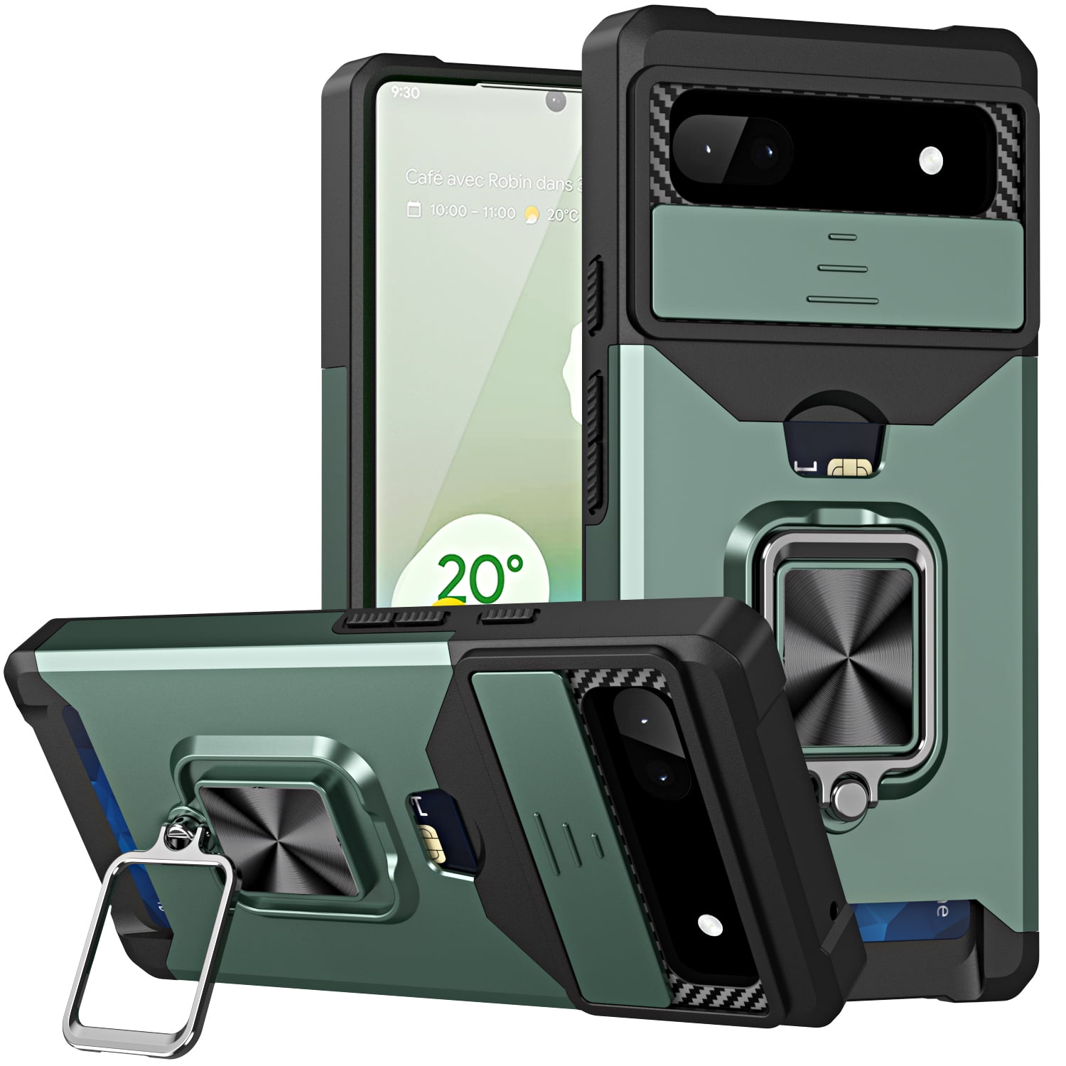 tarise-for-google-pixel-6a-case-with-card-holder-ring-kickstand-slide