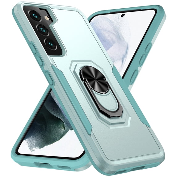 Tarise Hybrid Rugged Case for Samsung Galaxy S22 Plus 5G 6.6" Phone, Military Grade Heavy Duty Shockproof Built in Rotatable Magnetic Ring Holder Kickstand Armor Dual Layer Cover for S22+, Green