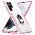 thumbnail image 1 of Tarise Hybrid Rugged Case for Samsung Galaxy S22 Ultra 5G 6.8" Phone, Military Grade Heavy Duty Shockproof Rotatable Magnetic Ring Holder Kickstand Armor Dual Layer Cover for S22 Ultra, White+Pink, 1 of 9