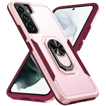 Tarise Hybrid Rugged Case for Samsung Galaxy S23 5G 6.1" Phone, Military Grade Heavy Duty Shockproof Built in Rotatable Magnetic Ring Holder Kickstand Armor Dual Layer Case Cover for S23, Pink