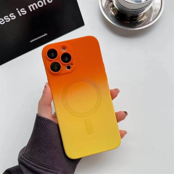 Tarise Magnetic Case for Samsung Galaxy S22 for Men Women, Compatible with MagSafe, Gradient Color Soft TPU Silicone Back Case Cover with Camera Lens Protector for Galaxy S22 5G 6.1", Orange+Yellow