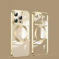 thumbnail image 1 of Tarise Magnetic Cover for Apple iPhone 12 Pro Max 6.7", iPhone 12 Pro Max Clear Case with Magsafe, Shockproof Non-Yellowing Clear Plating Slim Phone Cover Case with Camera Lens Protector, Gold, 1 of 11