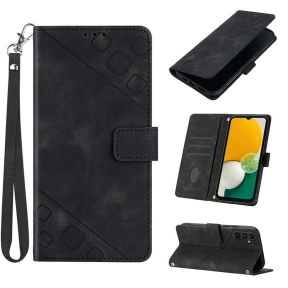 Tarise Phone Case for Samsung Galaxy A13 5G Case, Premium PU Leather Card Holder Wrist Strap Magnetic Closure Flip Stand Function TPU Interior Book Cover for Samsung A13 5G Wallet Case, Black
