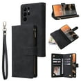 thumbnail image 1 of Tarise Phone Case for Samsung Galaxy A32 5G, Galaxy A32 Wallet Case with Zipper for Women and Men, PU Leather Magnetic Buckle Flip Kickstand Closure Wrist Strap Zipper Card Holder Phone Cases, Black, 1 of 8