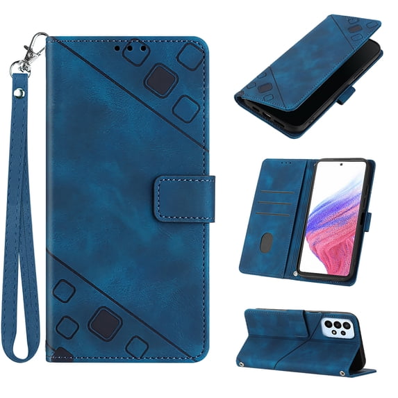 Tarise Phone Case for Samsung Galaxy A53 5G Case, Premium PU Leather Card Holder Wrist Strap Magnetic Closure Flip Stand Function TPU Interior Book Cover for Samsung A53 5G Wallet Case, Blue