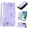thumbnail image 1 of Tarise Phone Case for Samsung Galaxy S21 FE 5G, Premium PU Leather Card Holder Wrist Strap Magnetic Closure Flip Stand Function TPU Interior Book Cover for Samsung S21 FE 5G Wallet Case, Purple, 1 of 7