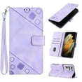 thumbnail image 1 of Tarise Phone Case for Samsung Galaxy S21 Ultra, Premium PU Leather Card Holder Wrist Strap Magnetic Closure Flip Stand Function TPU Interior Book Cover for Samsung S21 Ultra 5G Wallet Case, Purple, 1 of 7