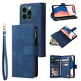 thumbnail image 1 of Tarise Phone Case for iPhone 11, iPhone 11 Wallet Case with Zipper for Women/Men, PU Leather Magnetic Buckle Flip Kickstand Closure Wrist Strap Zipper Card Holder Phone Cover for Apple 11, Blue, 1 of 8