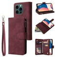 thumbnail image 1 of Tarise Phone Case for iPhone 11, iPhone 11 Wallet Case with Zipper for Women/Men, PU Leather Magnetic Buckle Flip Kickstand Closure Wrist Strap Zipper Card Holder Phone Cover for Apple 11, Winered, 1 of 8