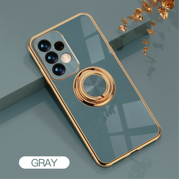 Tarise for Samsung Galaxy A32 5G Phone Case with Ring Holder, Galaxy A32 Cover, Kickstand Magnetic Plating Frame TPU Shockproof Anti-Scratch Slim Girls Women Men Case Cover for Samsung A32 5G, Gray
