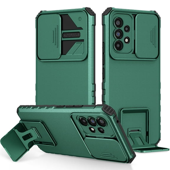Tarise for Samsung Galaxy A53 5G Phone Case with Slide Camera Cover, Kickstand Rugged Military Grade Shockproof TPU Rubber Silicone Anti-Scratch Hard PC Back Case Cover for Samsung A53 5G, Darkgreen