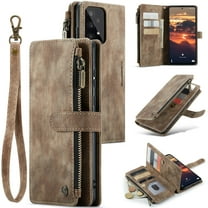 Tarise for Samsung Galaxy A53 Case Wallet for Women and Men, Galaxy A53 Case, PU Leather Magnetic Flip Strap Wristlet Zipper Card Holder Wallet Business Phone Cover for Samsung A53 5G (6.5"), Brown