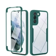 Tarise for Samsung Galaxy S21 5G Case with Built-in Screen Protector, Clear Shockproof Slim Full Body Protection Soft TPU Bumper Dual Layer Rugged Case Cover for Samsung S21 6.2 Inch 2021, Darkgreen