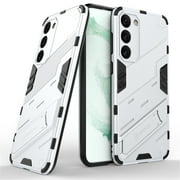 Tarise for Samsung Galaxy S21 FE Phone Case, Kickstand Rugged Shockproof TPU Matte Textured All-Inclusive Lens Protective Shell Hard PC Back Cover Sturdy Case for Samsung S21 FE 5G, Silver