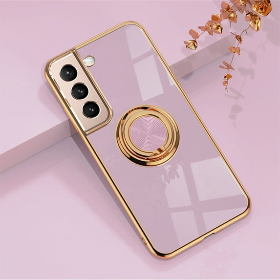 Tarise for Samsung Galaxy S22 5G Phone Case with Ring Holder, Galaxy S22 Cover 5G, Kickstand Magnetic Plating Frame TPU Shockproof Anti-Scratch Girls Women Men Case Cover for Samsung S22 5GLightpurple