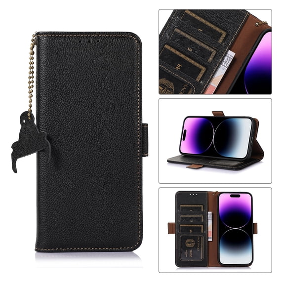 Tarise for Samsung Galaxy S22 Case 6.1 inch, Genuine Leather Card Holder RFID Blocking Shockproof Magnetic Kickstand Luxury Business Case Cover Compatible with Samsung S22 5G for Men Women, Black
