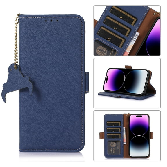 Tarise for Samsung Galaxy S22 Case 6.1 inch, Genuine Leather Card Holder RFID Blocking Shockproof Magnetic Kickstand Luxury Business Case Cover Compatible with Samsung S22 5G for Men Women, Darkblue