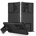 thumbnail image 1 of Tarise for Samsung Galaxy S22 Ultra 5G Phone Case with Slide Camera Cover, Kickstand Rugged Military Grade Shockproof TPU Rubber Anti-Scratch Hard PC Back Case Cover for Samsung S22 Ultra 5G, Black, 1 of 8