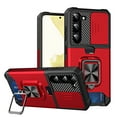 thumbnail image 1 of Tarise for Samsung Galaxy S23 5G Case with Card Holder Ring Kickstand Slide Camera Cover S23 5g Case Heavy Duty Protection Shockproof Rugged Protective for Samsung S23 Phone Cases Cover 2023 Red, 1 of 7