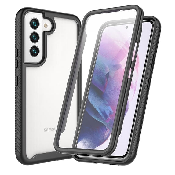 Tarise for Samsung Galaxy S23 Phone Case with Built in Screen Protector, Shockproof Soft TPU Bumper Rugged Clear Hard PC Back Shell Anti-Scratch All-inclusive Case Cover for Samsung S23 5G, Black