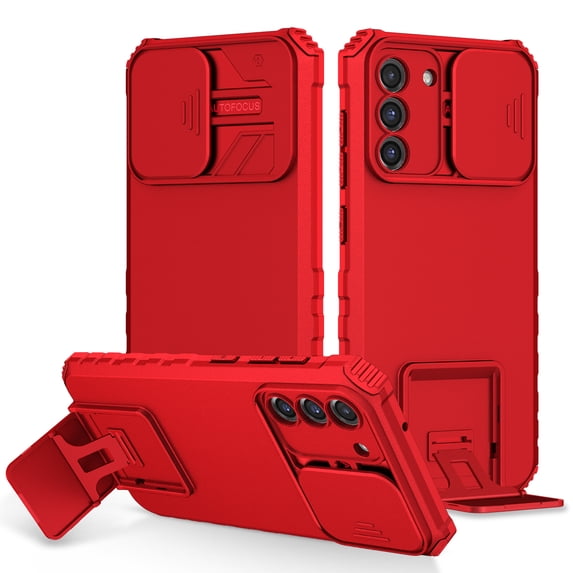 Tarise for Samsung Galaxy S23 Plus 5G Phone Case with Slide Camera Cover, Kickstand Rugged Military Grade Shockproof TPU Rubber Anti-Scratch Hard PC Back Case Cover for Samsung S23+ 5G, Red