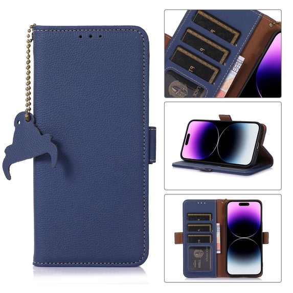Tarise for Samsung Galaxy S23 Plus Case 6.6 inch, Genuine Leather Card Holder RFID Blocking Shockproof Kickstand Luxury Business Case Cover Compatible with Samsung S23 Plus 5G for Men Women, Darkblue